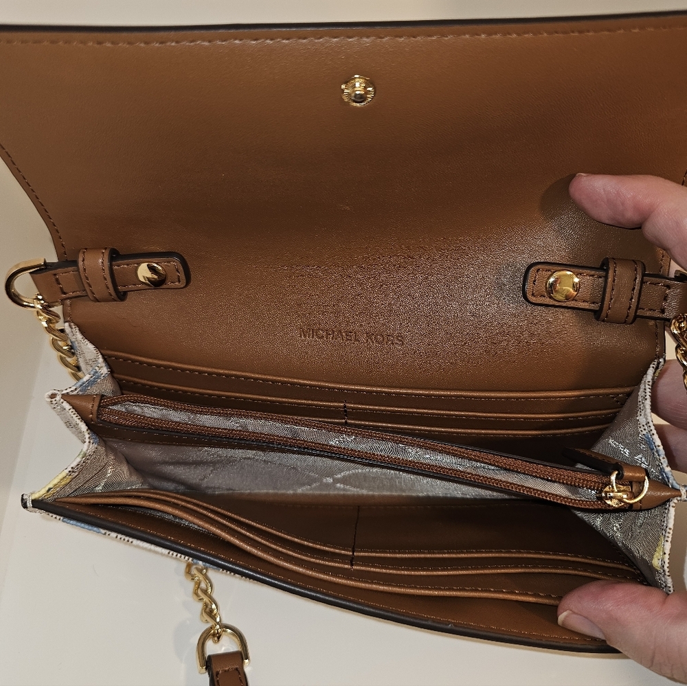 Michael Kors Brown and Floral Crossbody Bag EUC - Picture 3 of 8